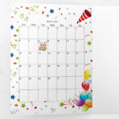 Happy Birthday Kaart maart 2022 Kalender Trifold (Binnenzijde eerst)