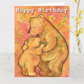 Happy Birthday Kaart Mam en Baby Beer - Hug (Gele Bloem)