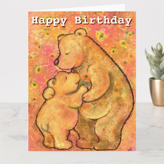 Happy Birthday Kaart Mam en Baby Beer - Hug (Kleine Plant)