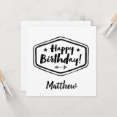 Happy Birthday-kaart - Mannen - Eenvoudig modern Kaart (Voorkant / Achterkant in situ)