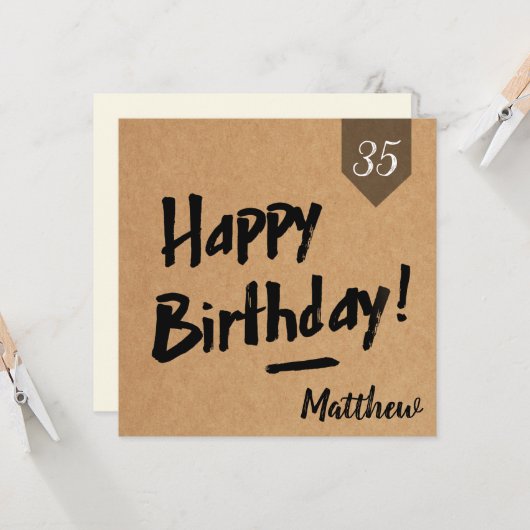 Happy Birthday-kaart - Mannen - Robuust kraftpapie Kaart (Voorkant / Achterkant in situ)