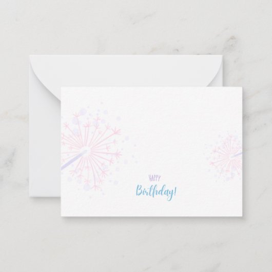 Happy Birthday-kaart met ballonnen en taart Notitiekaartje (Achterkant)