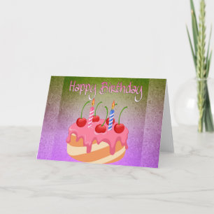 Happy Birthday Kaart met Cherry Cake