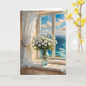 Happy Birthday Kaart met een Ocean Scene (Gele Bloem)