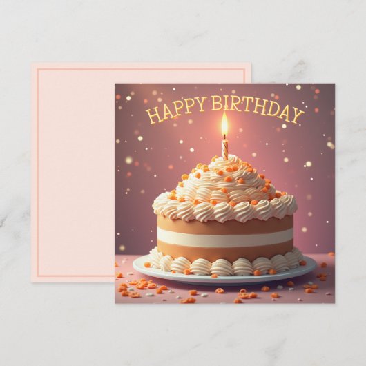 Happy Birthday Kaart met een taart v0.2 (Voorkant / Achterkant)