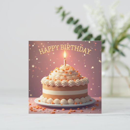 Happy Birthday Kaart met een taart v0.2 (Staand voorkant)