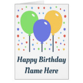Happy Birthday Kaart met gekleurde ballonnen (Voorkant)