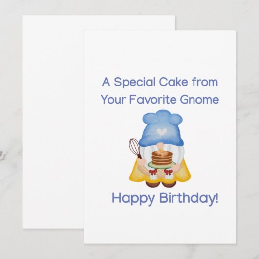 Happy Birthday Kaart met Gnome (Voorkant / Achterkant)