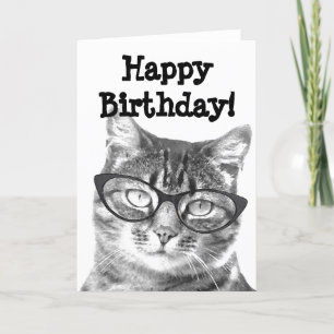 Happy Birthday-kaart met grappig kattenontwerp Kaart