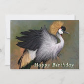 Happy Birthday Kaart met Grey Crowned Crane Bird (Voorkant)