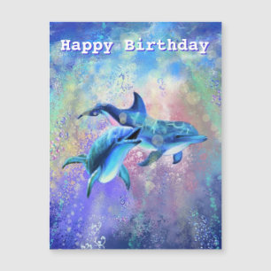 Happy Birthday Kaart met Happy Dolphin Couple