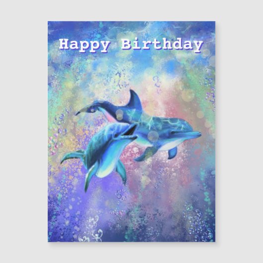 Happy Birthday Kaart met Happy Dolphin Couple (Voorkant)