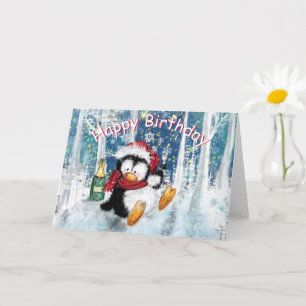 Happy Birthday Kaart met Happy Penguin