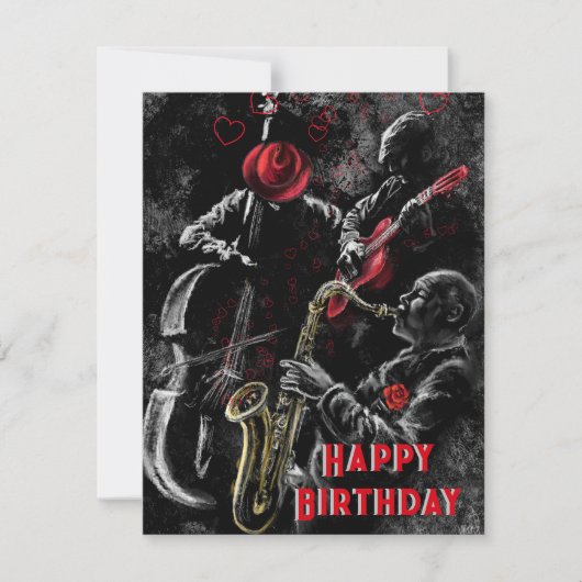 Happy Birthday Kaart met Jazz Band (Voorkant)