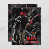 Happy Birthday Kaart met Jazz Band (Voorkant / Achterkant)