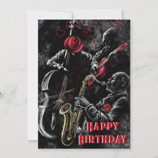 Happy Birthday Kaart met Jazz Music Band (Voorkant)