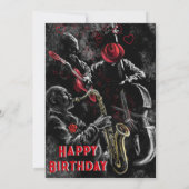 Happy Birthday Kaart met Jazz Music Band (Achterkant)