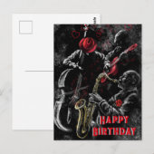 Happy Birthday-kaart met Jazz-muziek - Schilderen Briefkaart (Voorkant / Achterkant)