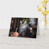 Happy Birthday-kaart met kat Kaart (Gele Bloem)