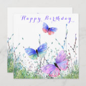 Happy Birthday Kaart met kleurrijke Vlinders (Voorkant / Achterkant)