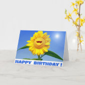 Happy Birthday Kaart met leuke zonnebloem (Gele Bloem)
