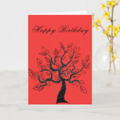 Happy Birthday Kaart met levensboom - Modern (Gele Bloem)