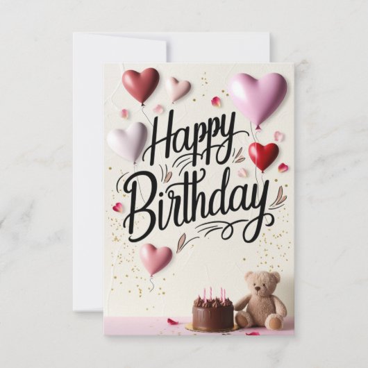 Happy Birthday Kaart met liefdeshart (Voorkant)