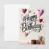 Happy Birthday Kaart met liefdeshart (Voorkant / Achterkant)