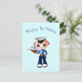 Happy Birthday-kaart met Little Sailor Boy Briefkaart (Staand voorkant)
