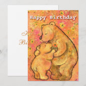 Happy Birthday Kaart met Mam en Baby Beer Liefde (Voorkant / Achterkant)