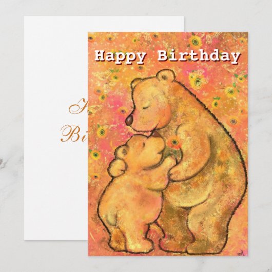 Happy Birthday Kaart met Mam en Baby Beer Liefde (Voorkant / Achterkant)