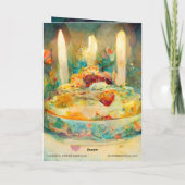 Happy Birthday, kaart met meisje en mooie cake (Achterkant)