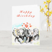 Happy Birthday Kaart met olifant Couple (Gele Bloem)