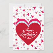 Happy Birthday Kaart met rode HART achtergrond (Voorkant)