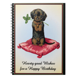 Happy Birthday Kaart met Schattigee teckel Notitieboek