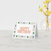 Happy Birthday Kaart met Seashell Border Coastal (Gele Bloem)
