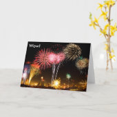 Happy Birthday Kaart met Vuurwerk: Wow! (Gele Bloem)