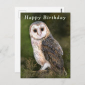 Happy Birthday Kaart met Westerne Barn Owl (Voorkant / Achterkant)