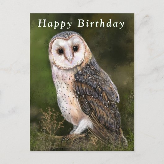 Happy Birthday Kaart met Westerne Barn Owl (Voorkant)