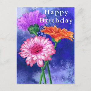 Happy Birthday-kaart — mooie kleuren Gerberas Briefkaart