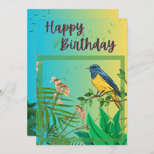 Happy Birthday Kaart (Oerwoud Theme) (Voorkant / Achterkant)