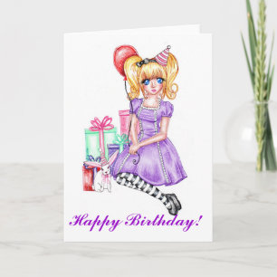 Happy Birthday Kaart (Paarse)
