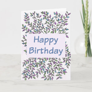 Happy Birthday Kaart Paarse en Blauwgroen wijnstok