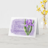 Happy Birthday Kaart - Paarse Iris d2 (Gele Bloem)