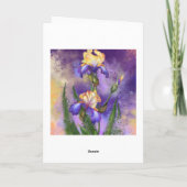 Happy Birthday Kaart Paarse Iris Flowers Iopen (Achterkant)