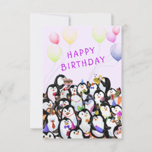 Happy Birthday Kaart Pinguïn Verjaardagen Feest Gr