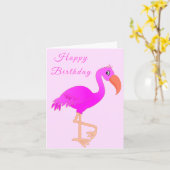 Happy Birthday Kaart Pink Flamingo (Gele Bloem)