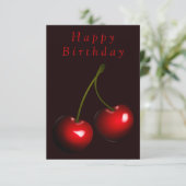 Happy Birthday Kaart Red Cherry - Jouw tekst naam (Staand voorkant)