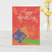 Happy Birthday Kaart Red Collage (Gele Bloem)