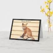 Happy Birthday Kaart Red Fox Kit (Gele Bloem)